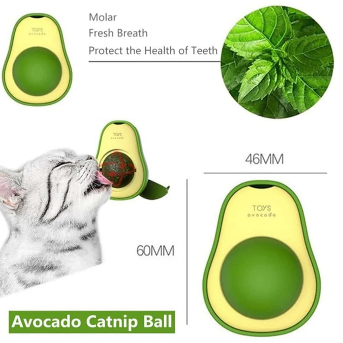 Rotating Avocado Catnip Ball