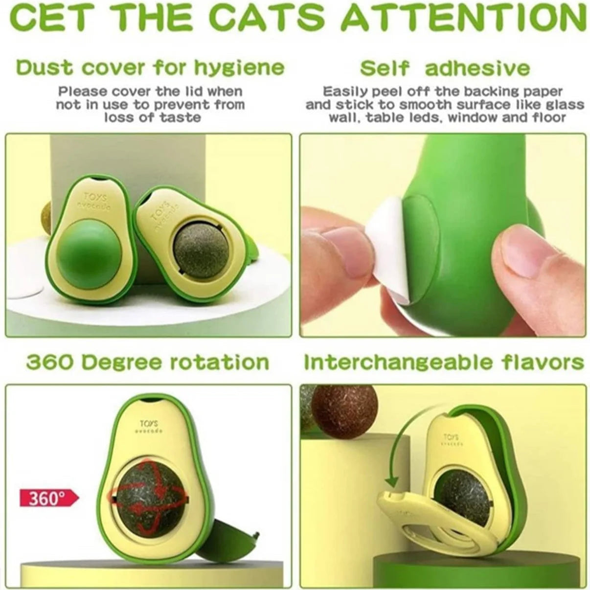 Rotating Avocado Catnip Ball