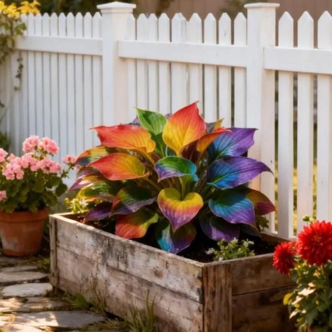 Rainbow Flame Hostas Seeds (Buy 20 Get 20) + Plant Growth Supplement