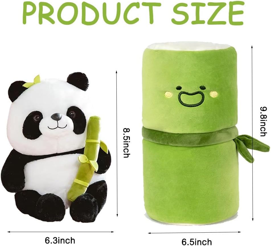 Cute Panda with Bamboo Plush Toy