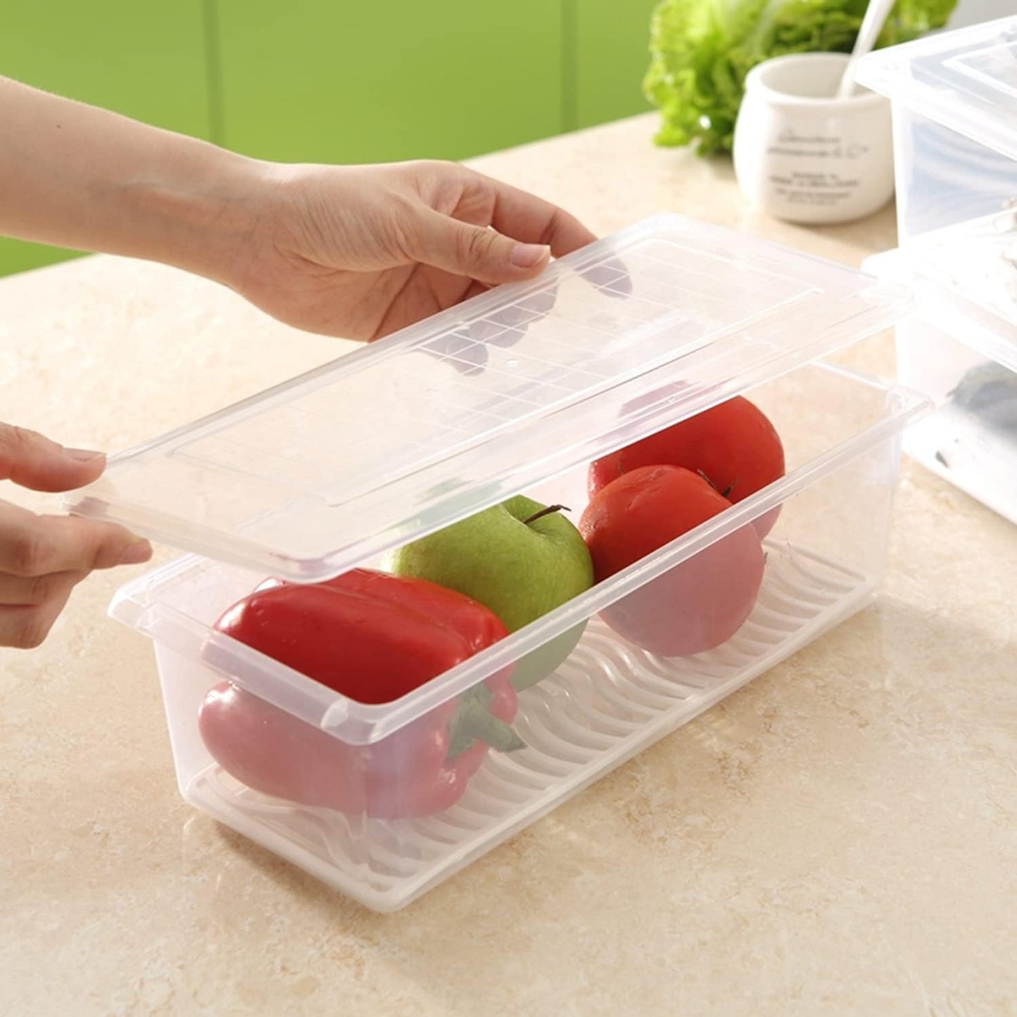 Fridge Storage Containers with Drain Plate