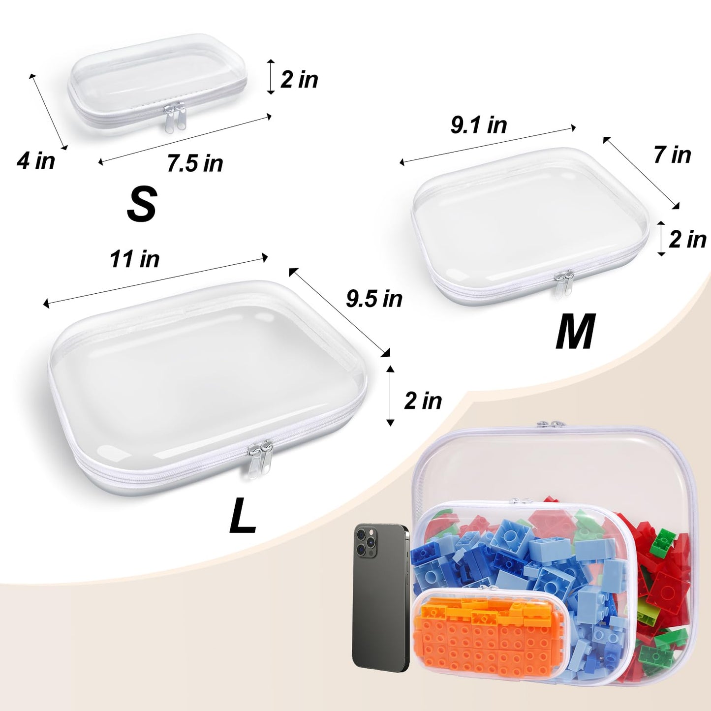 Clear Hard Zipper Case (set of 6)