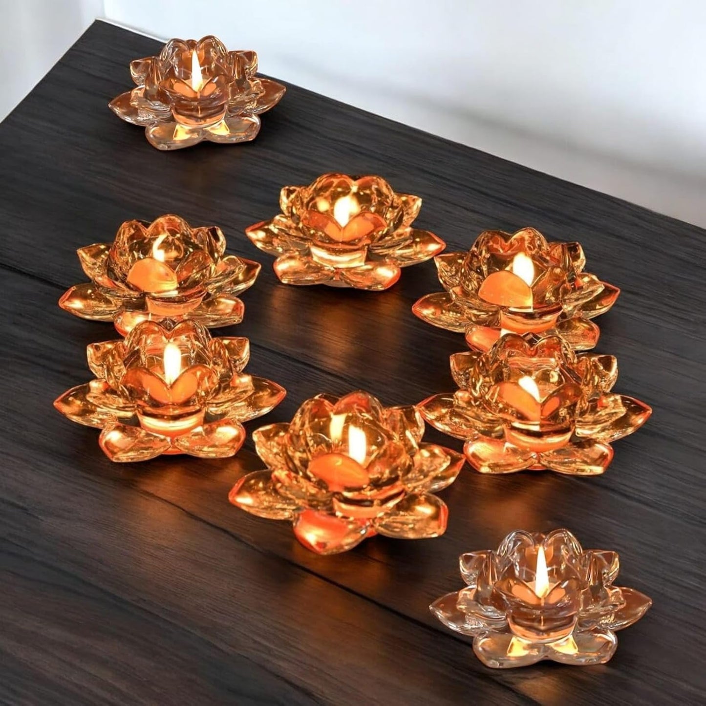 Glass Lotus Flower Canddel Stand