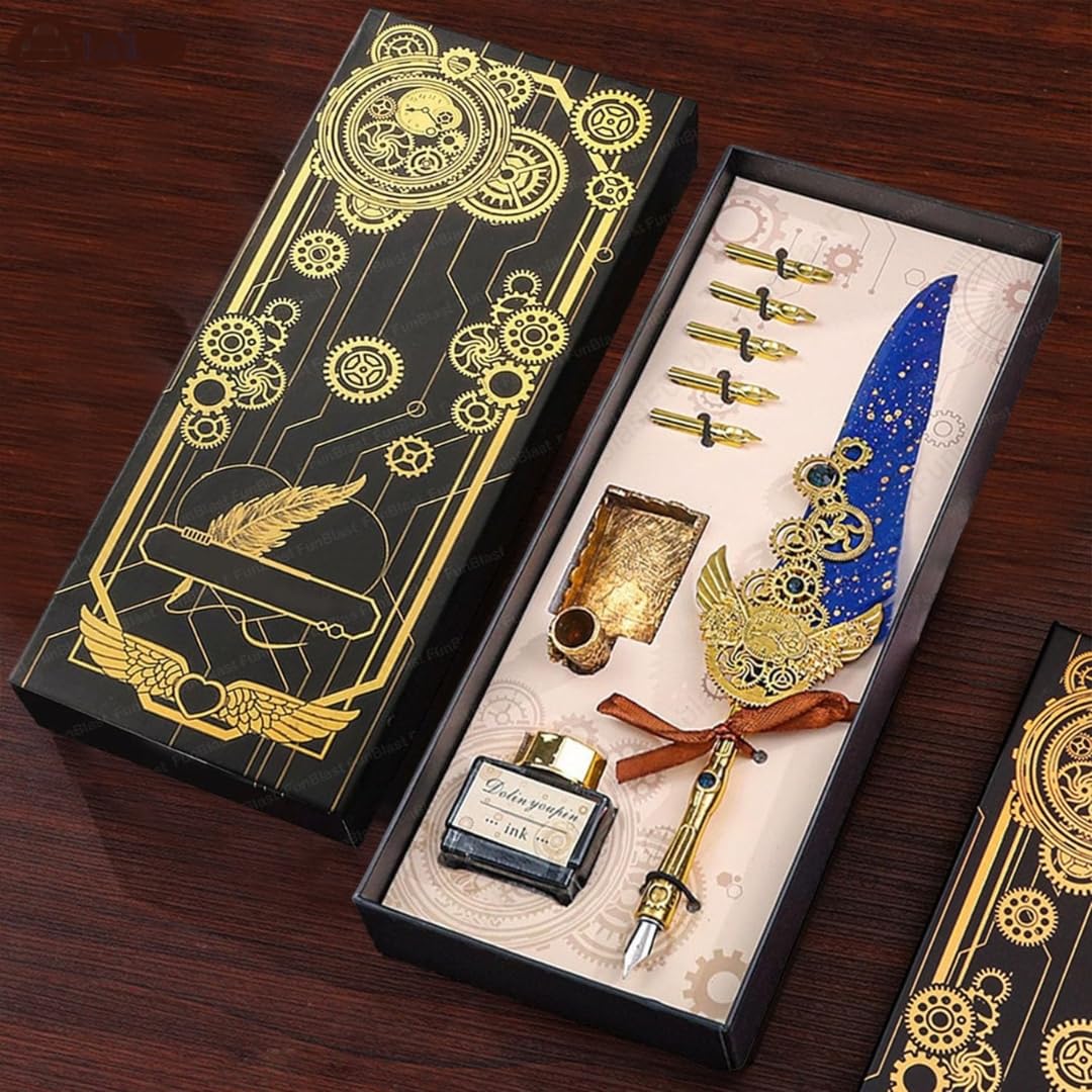 Vintage Quill Feather Pen With Ink