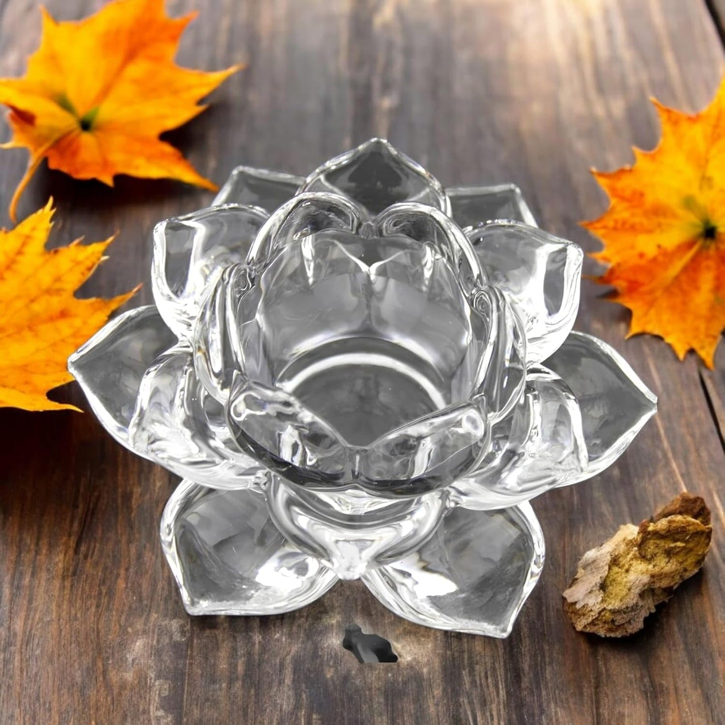 Glass Lotus Flower Canddel Stand