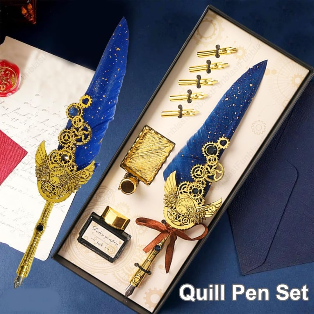 Vintage Quill Feather Pen With Ink
