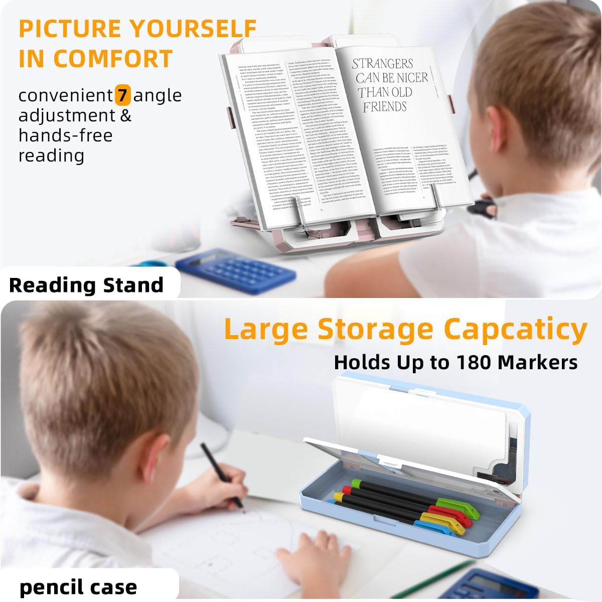 2 in 1 Book Stand Pencil Box