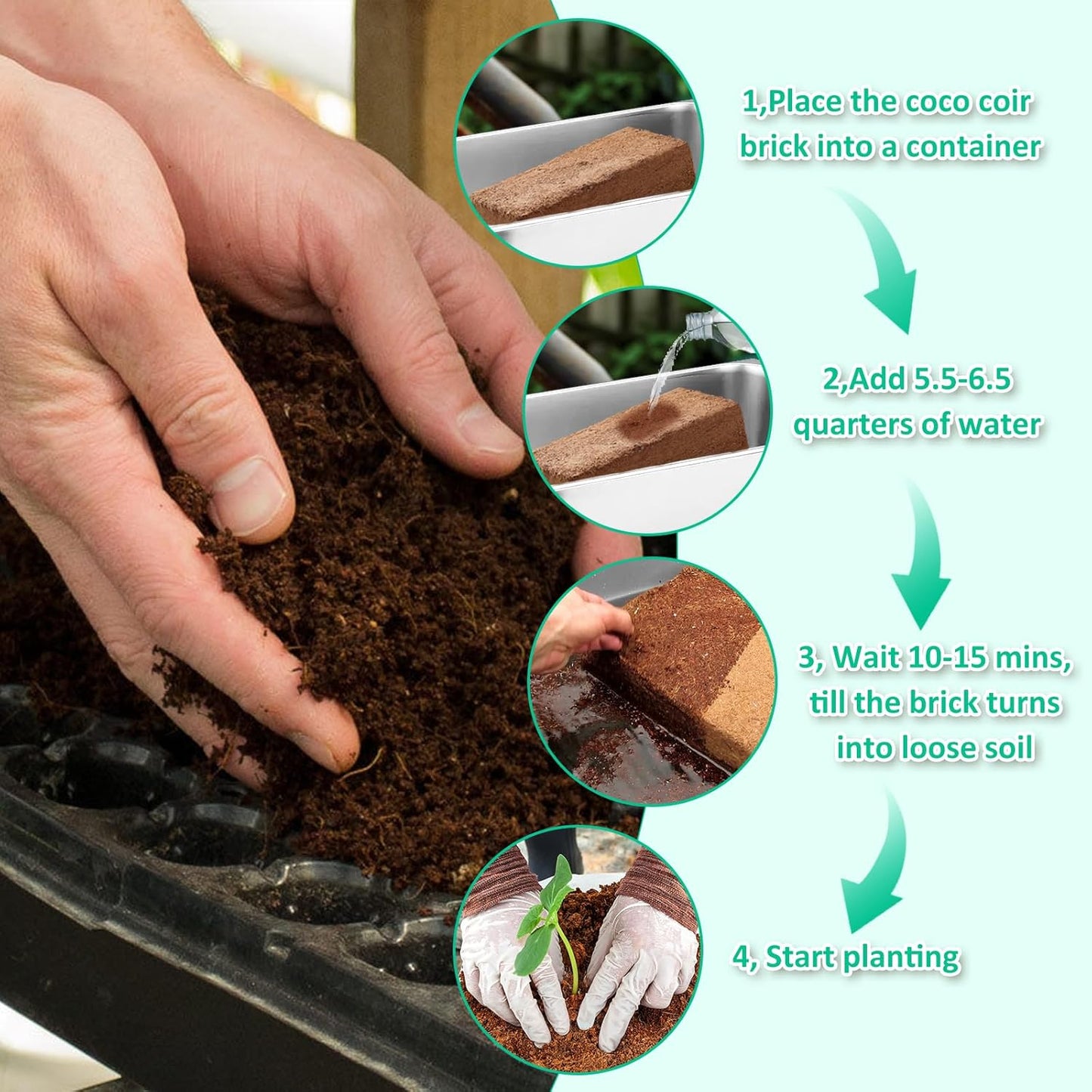 Premium Organic Coconut Coir Bricks (Set of 2) + Plant Growth Booster Free