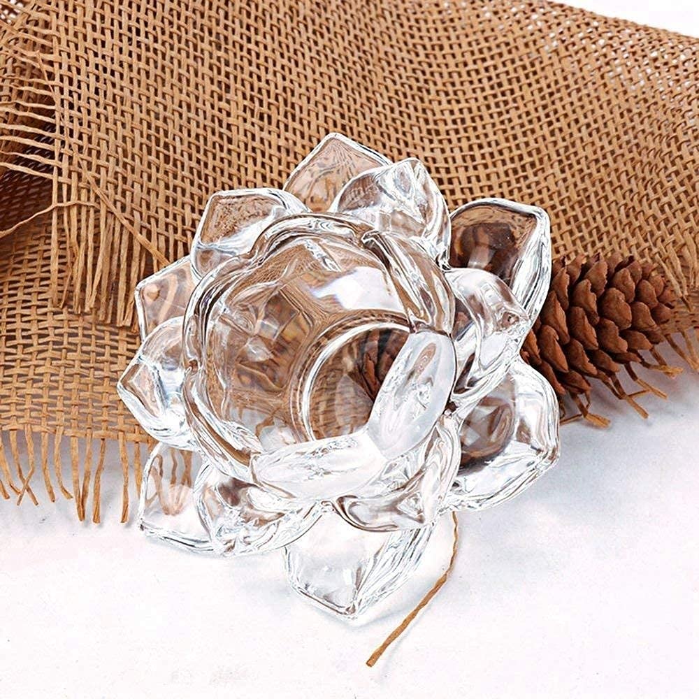 Glass Lotus Flower Canddel Stand