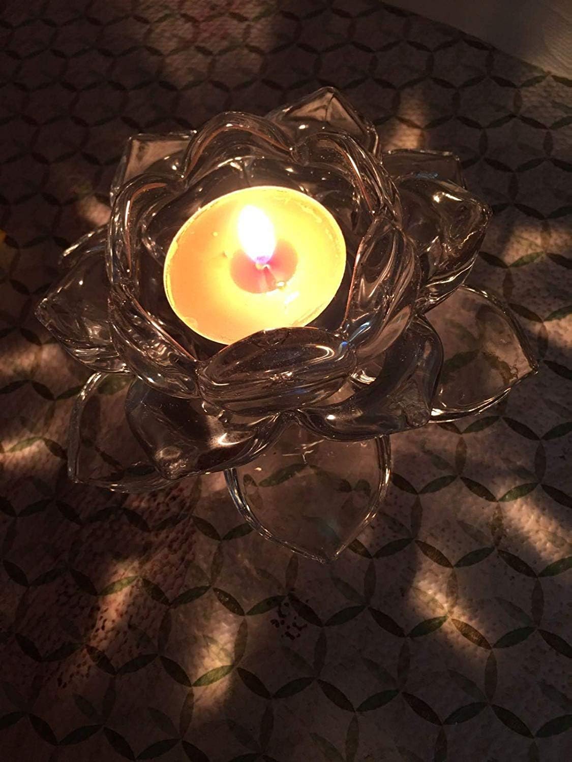 Glass Lotus Flower Canddel Stand