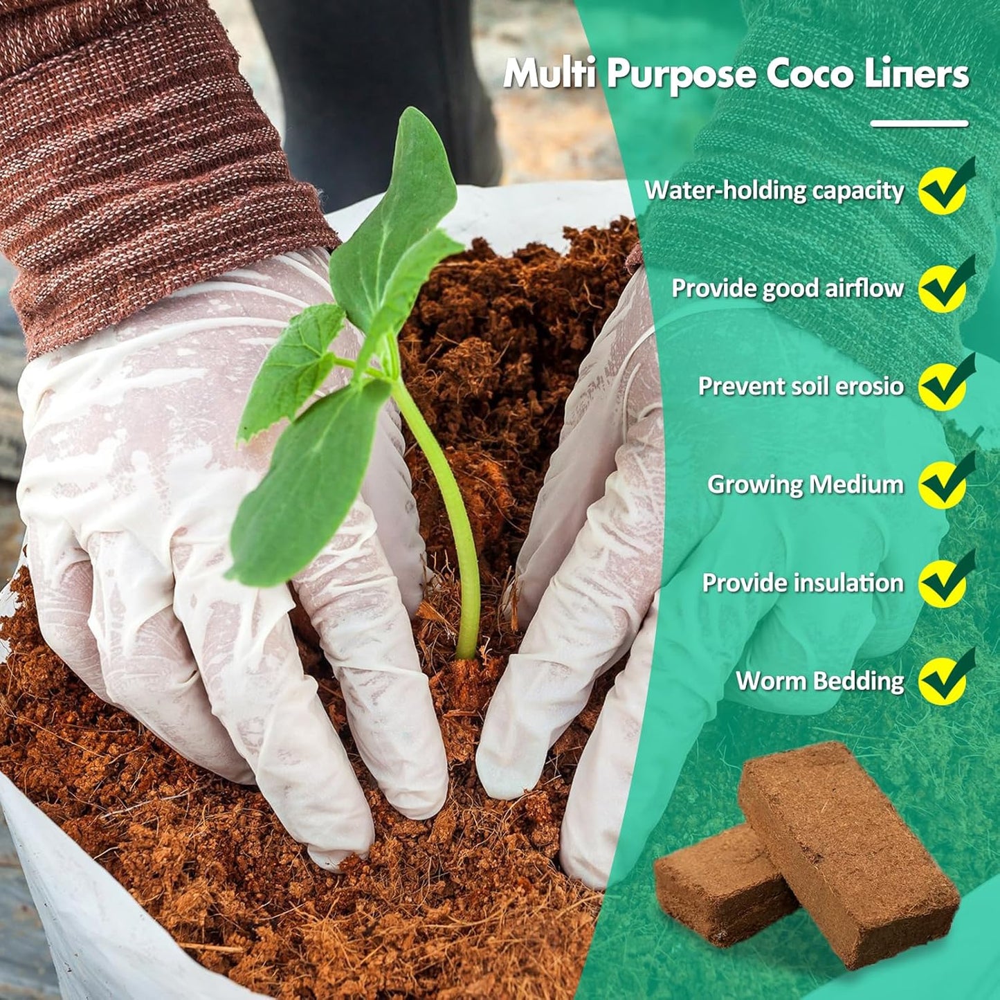 Premium Organic Coconut Coir Bricks (Set of 2) + Plant Growth Booster Free