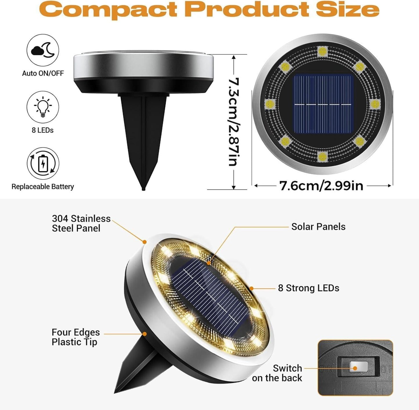 Rust-Proof Solar Ground Light (Pack of 4)