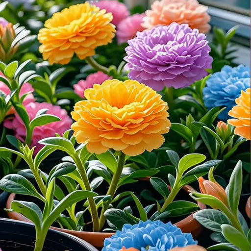 Double Moss Rose Seeds + 100 Grams Organic Potmix Free