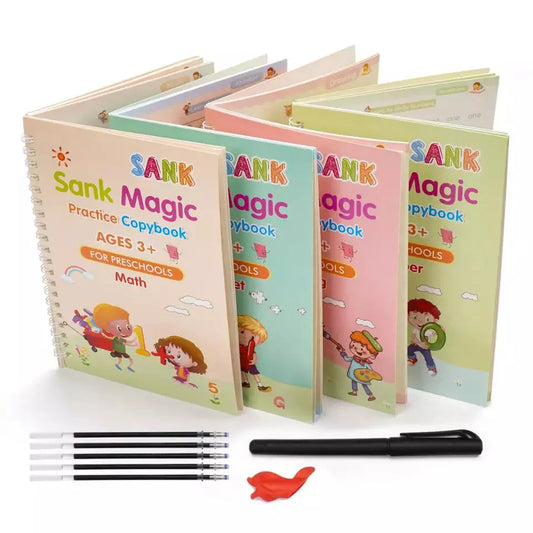 Magic Practice Copybook (4 BOOKS,1 PEN,1 GRIP,10 REFILL)