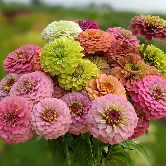 Double Zinnia Mixed Colour Seeds + Free Plant Growth Booster and Supplement