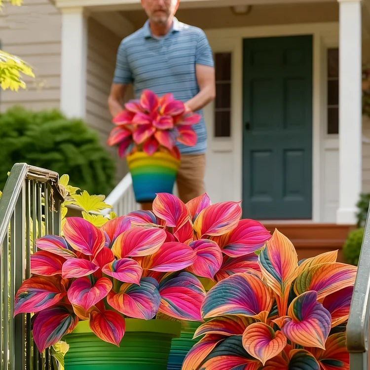 Rainbow Flame Hostas Seeds (Buy 20 Get 20) + Plant Growth Supplement