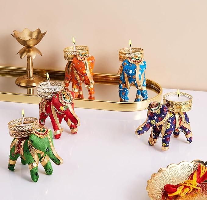Rajasthani Elephant Candle Holder (Set of 4)