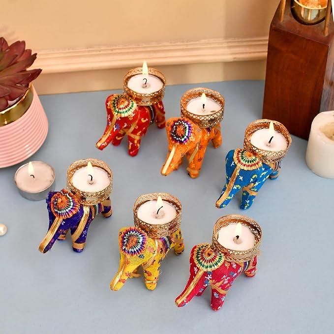 Rajasthani Elephant Candle Holder (Set of 4)