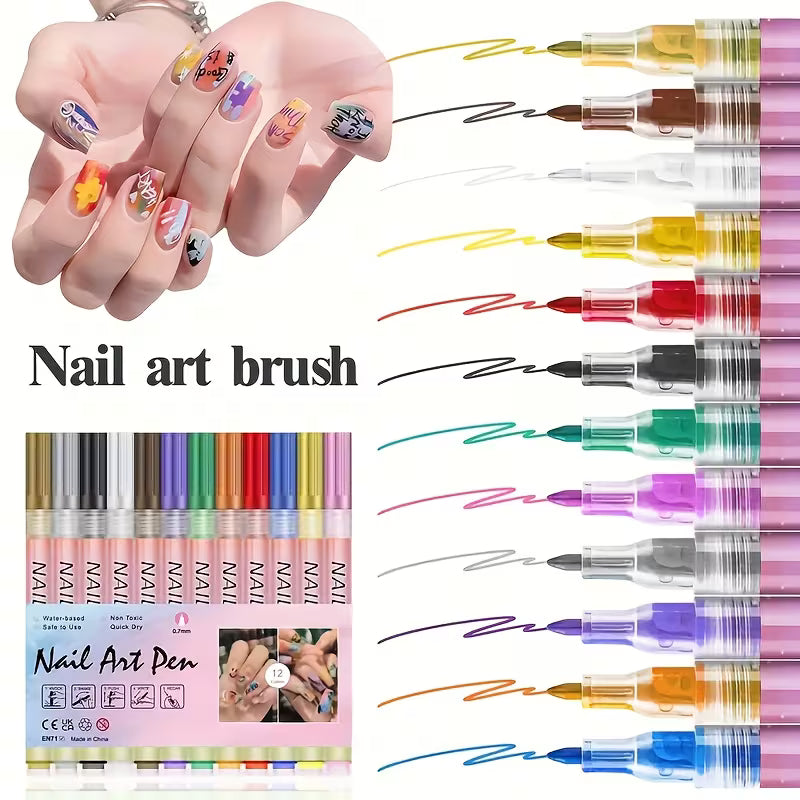 12 Colors Nail Art Pens Set