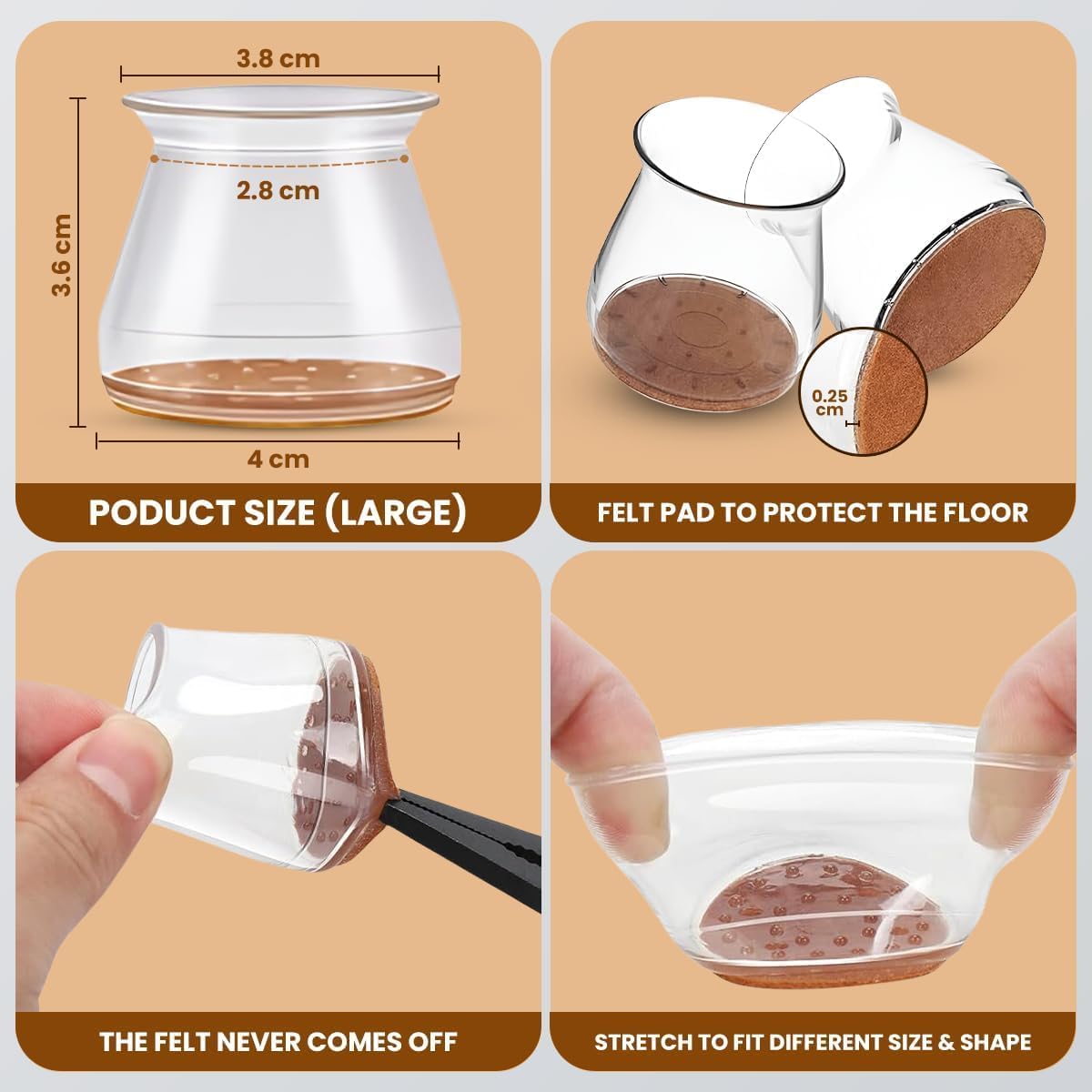 Universal Chair Leg Covers (Pack of 4)