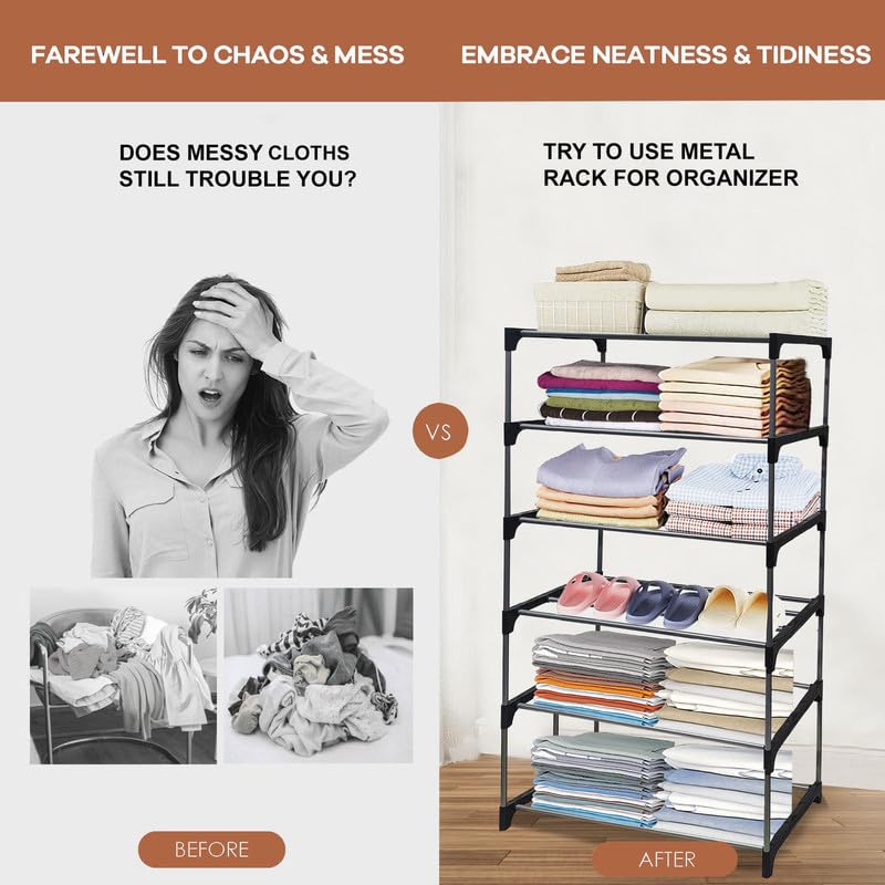 6 Layer Carbon Steel Collapsible Wardrobe