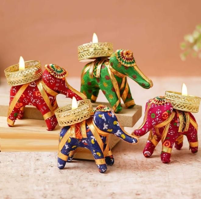 Rajasthani Elephant Candle Holder (Set of 4)