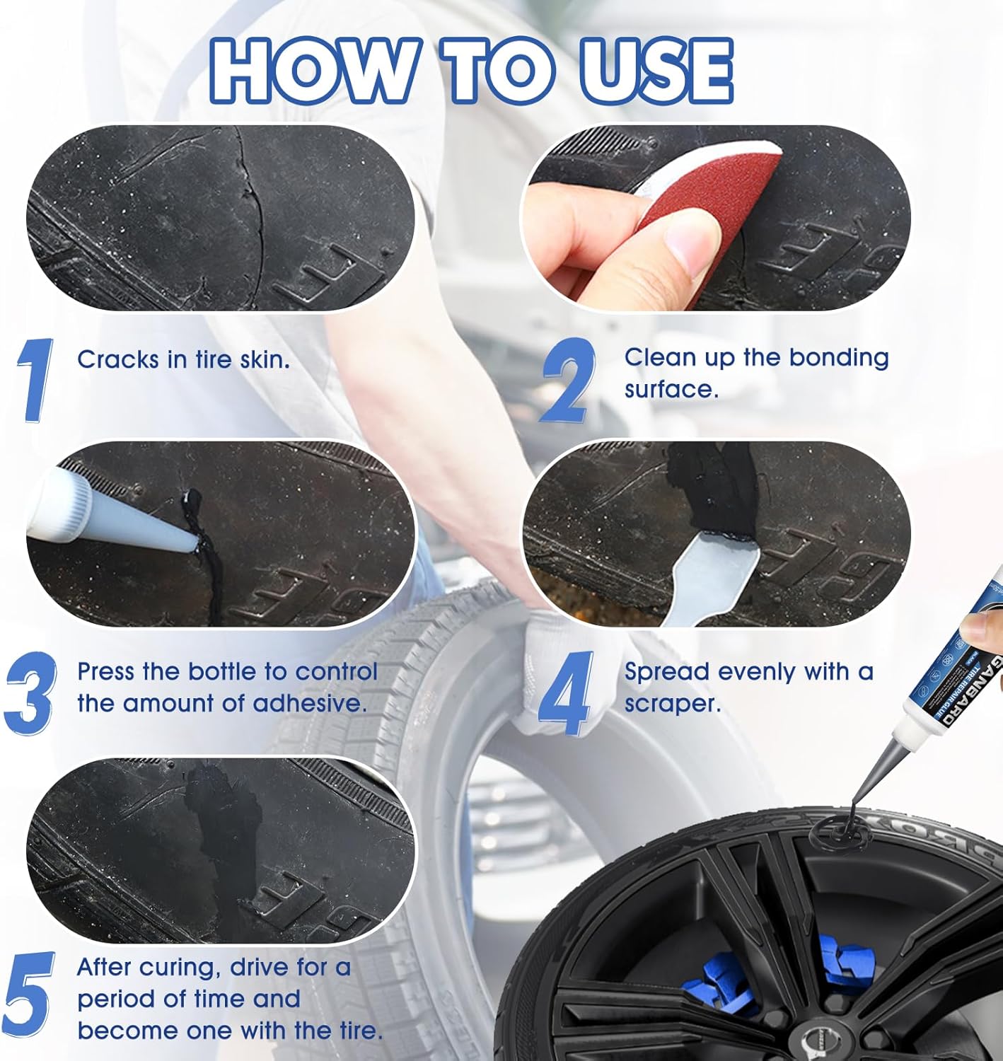 Waterproof Flexible Tire Repair Adhesive (Buy 1 Get 1 Free)