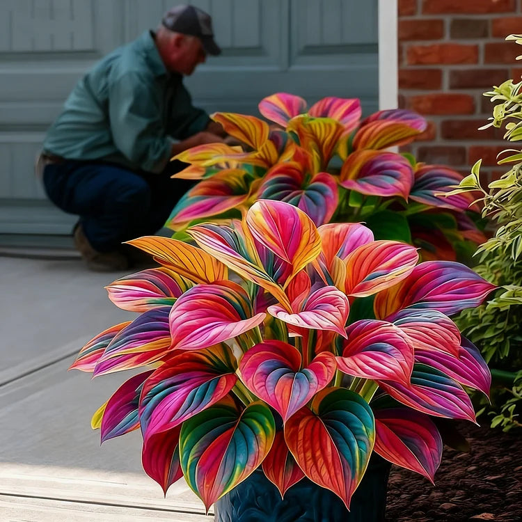 Rainbow Flame Hostas Seeds (Buy 20 Get 20) + Plant Growth Supplement