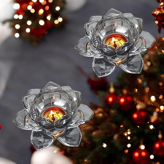 Glass Lotus Flower Canddel Stand