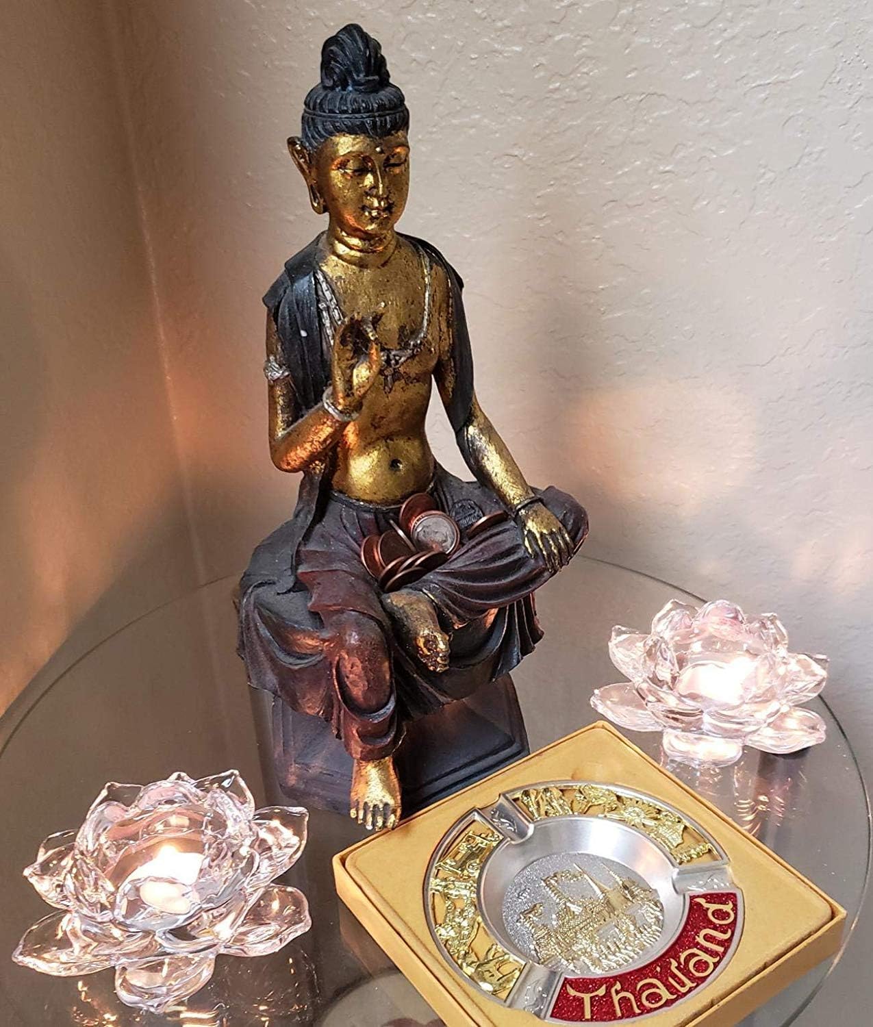 Glass Lotus Flower Canddel Stand