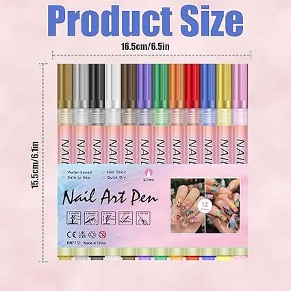 12 Colors Nail Art Pens Set