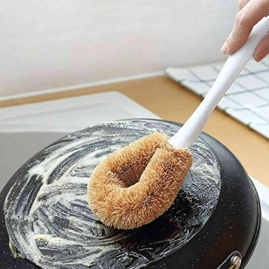 Coconut Fiber Long-Handled Brush