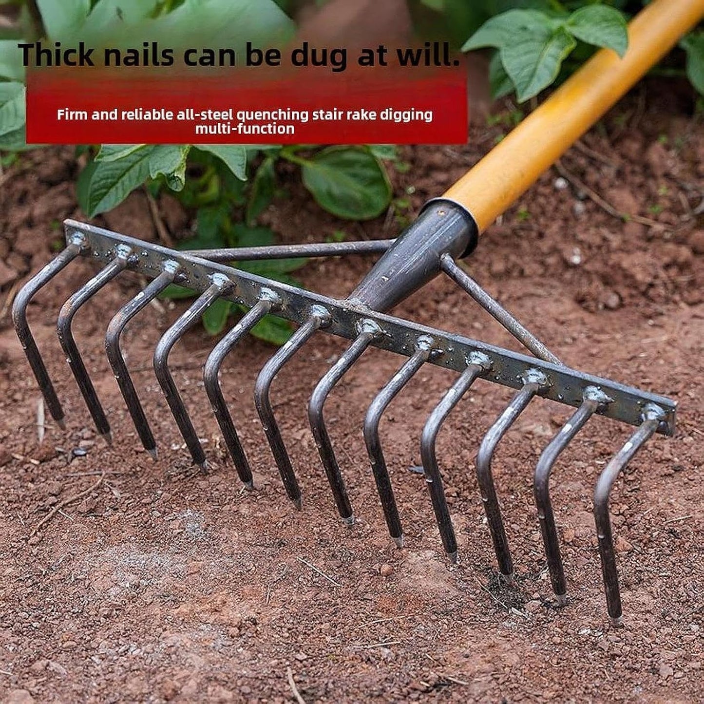 Manganese Steel 9-tooth Gardening Rake