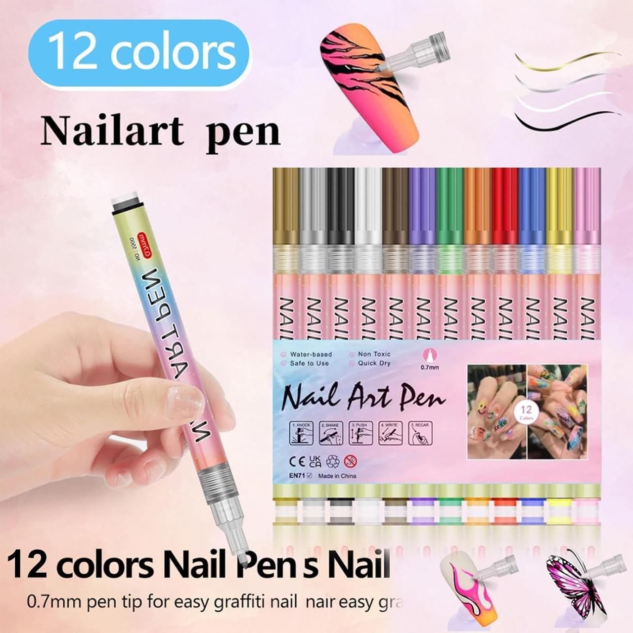 12 Colors Nail Art Pens Set