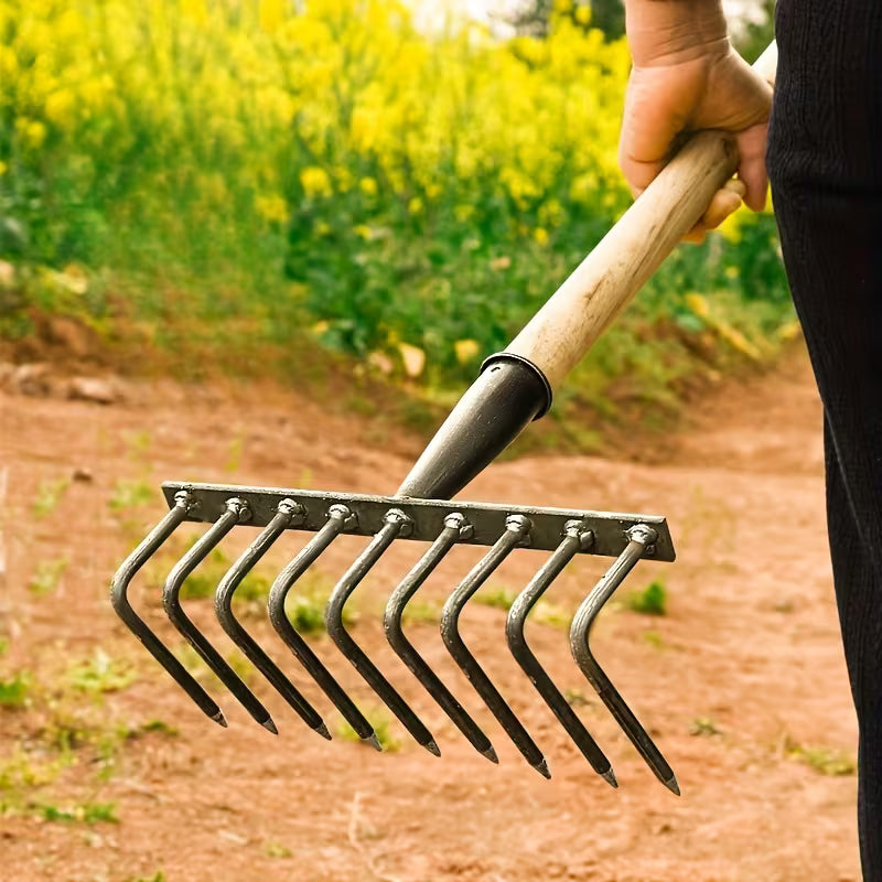 Manganese Steel 9-tooth Gardening Rake