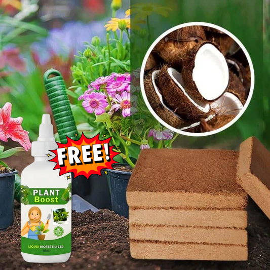 Premium Organic Coconut Coir Bricks (Set of 2) + Plant Growth Booster Free