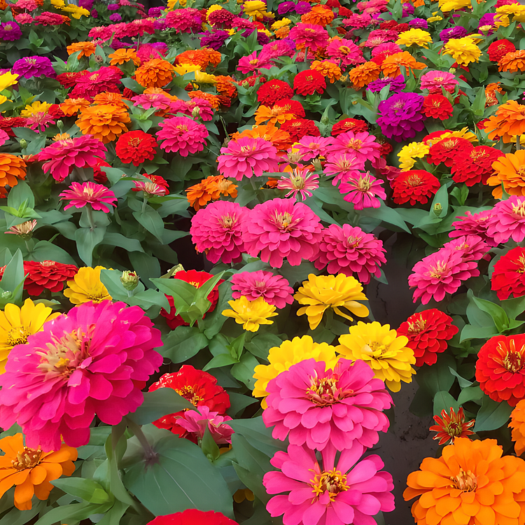 Double Zinnia Mixed Colour Seeds + Free Plant Growth Booster and Supplement