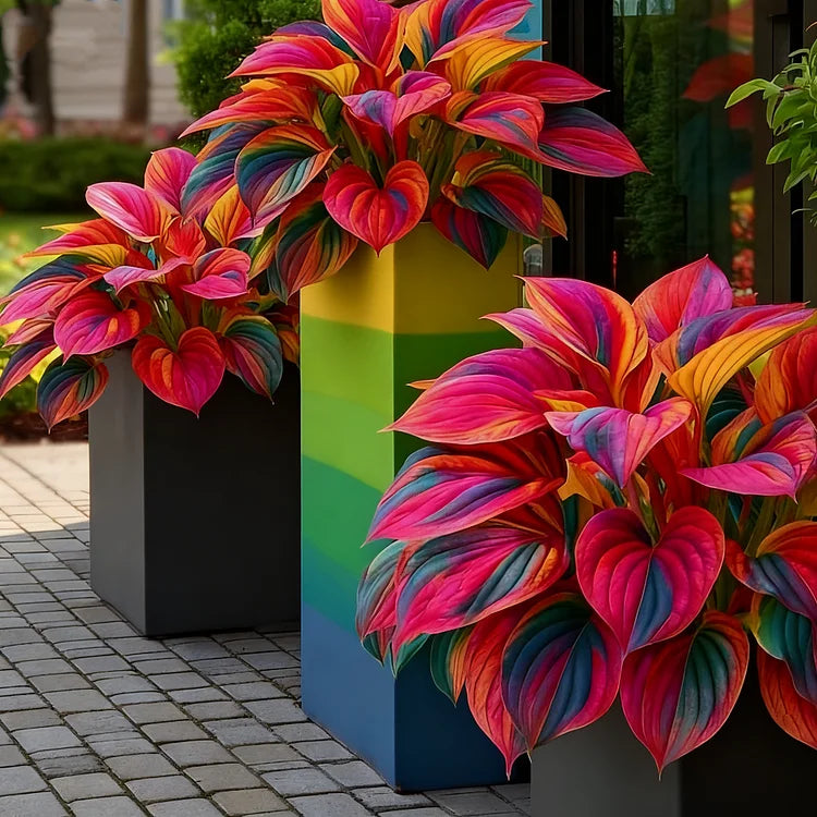 Rainbow Flame Hostas Seeds (Buy 20 Get 20) + Plant Growth Supplement